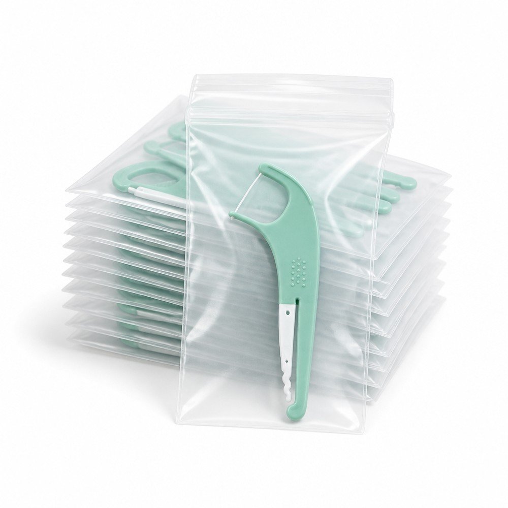 Adult Dental Floss Pick A15 - Mint Green Slim Handle - bulk packaging