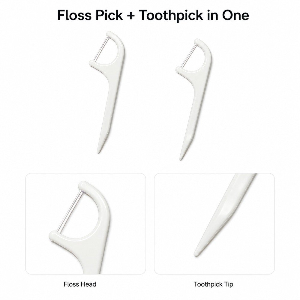 Adult Dental Floss Pick A4 - Wide Flat Handle - design concept