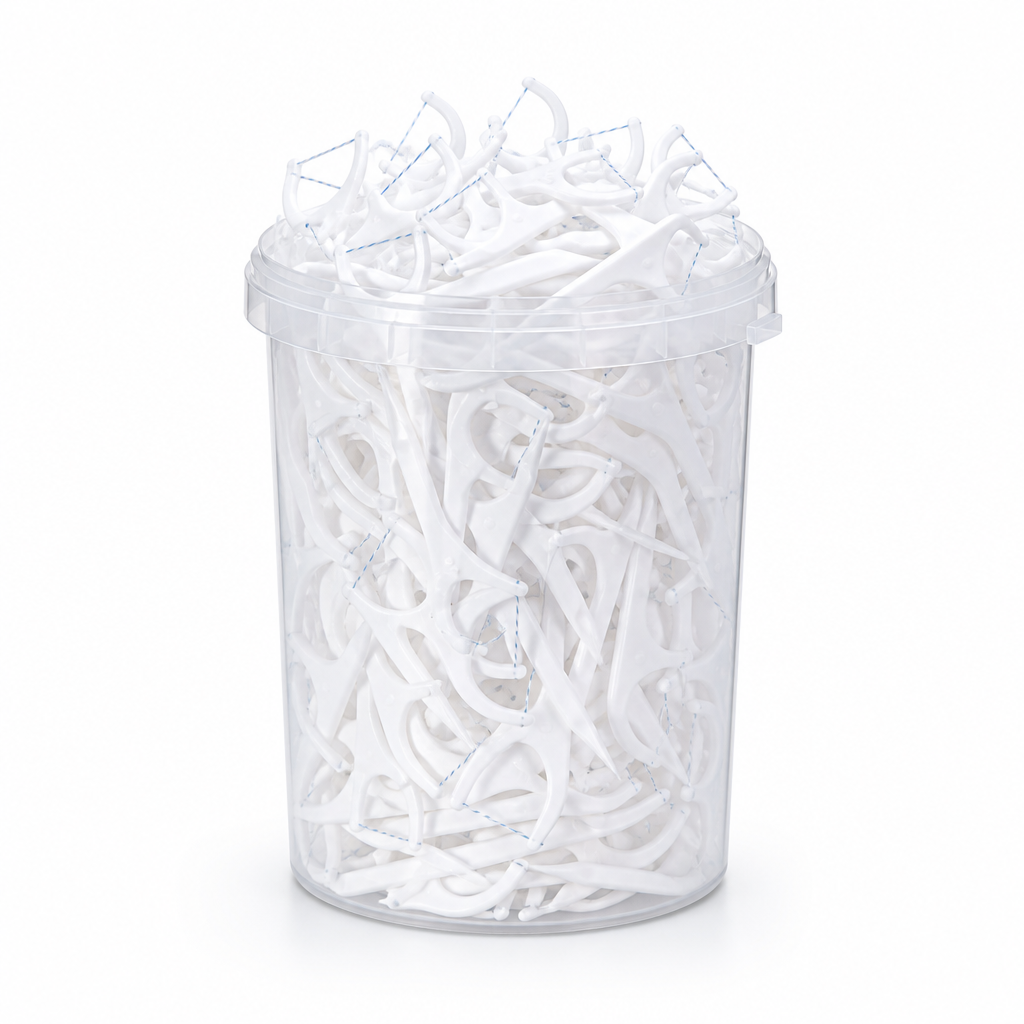 Adult Dental Floss Pick A11 - Fine Line Handle - bulk tub packaging