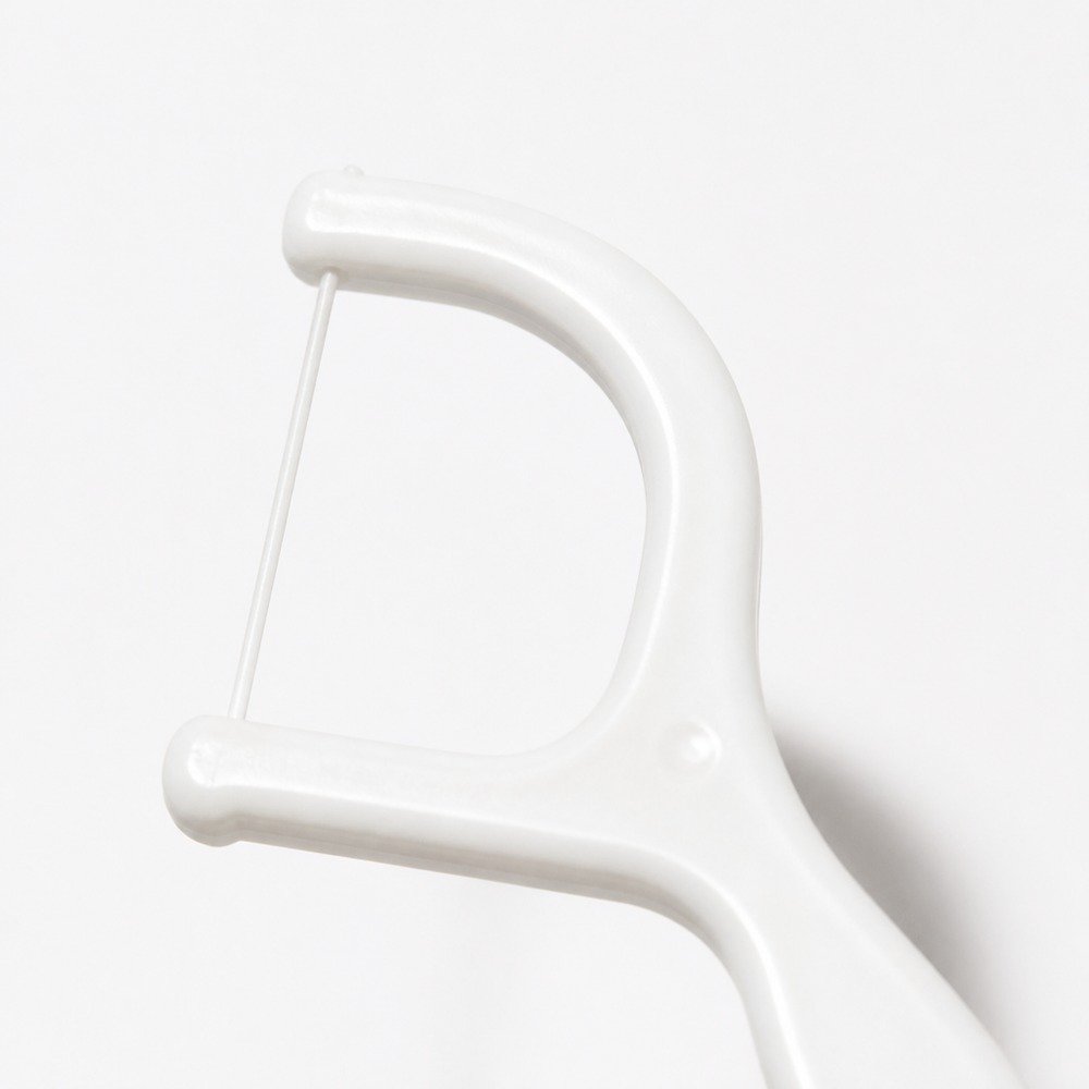 Adult Dental Floss Pick A5 - Deep Curve Handle - close-up detail