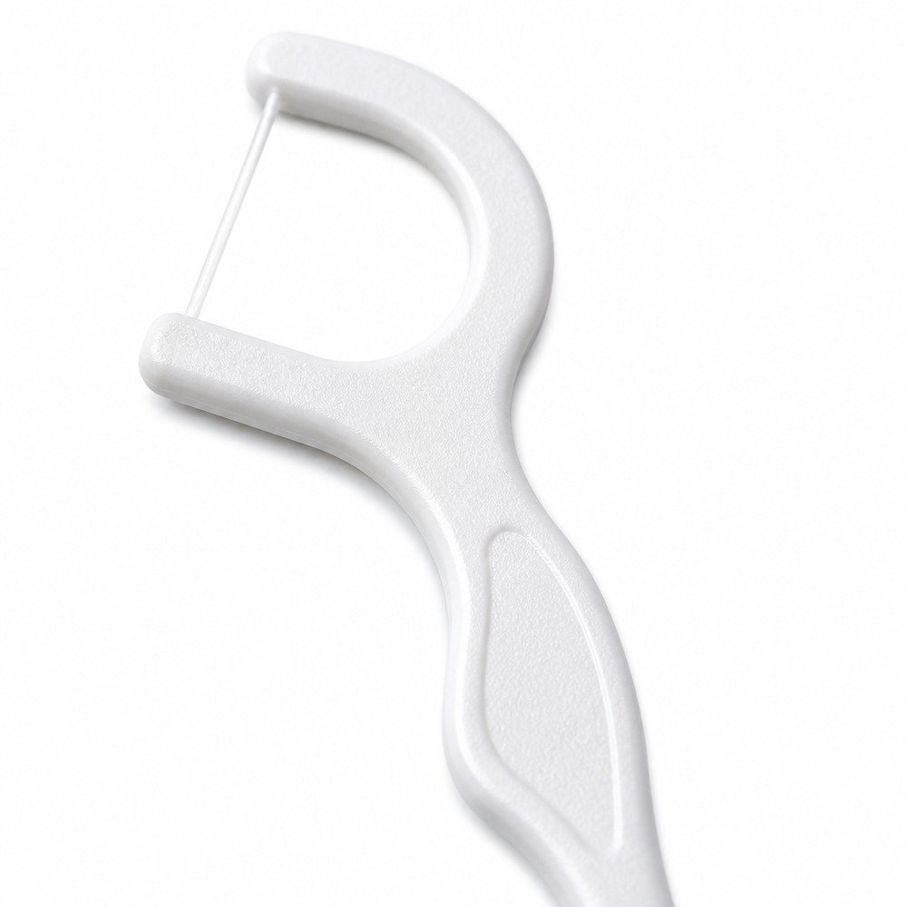Adult Dental Floss Pick A13 - Slim Wave Handle - close-up detail