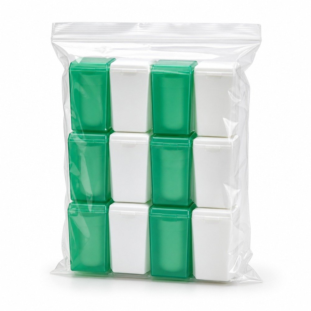 Dental Floss Box H1 - Green Translucent Flip-Top Dispenser - bulk packaging