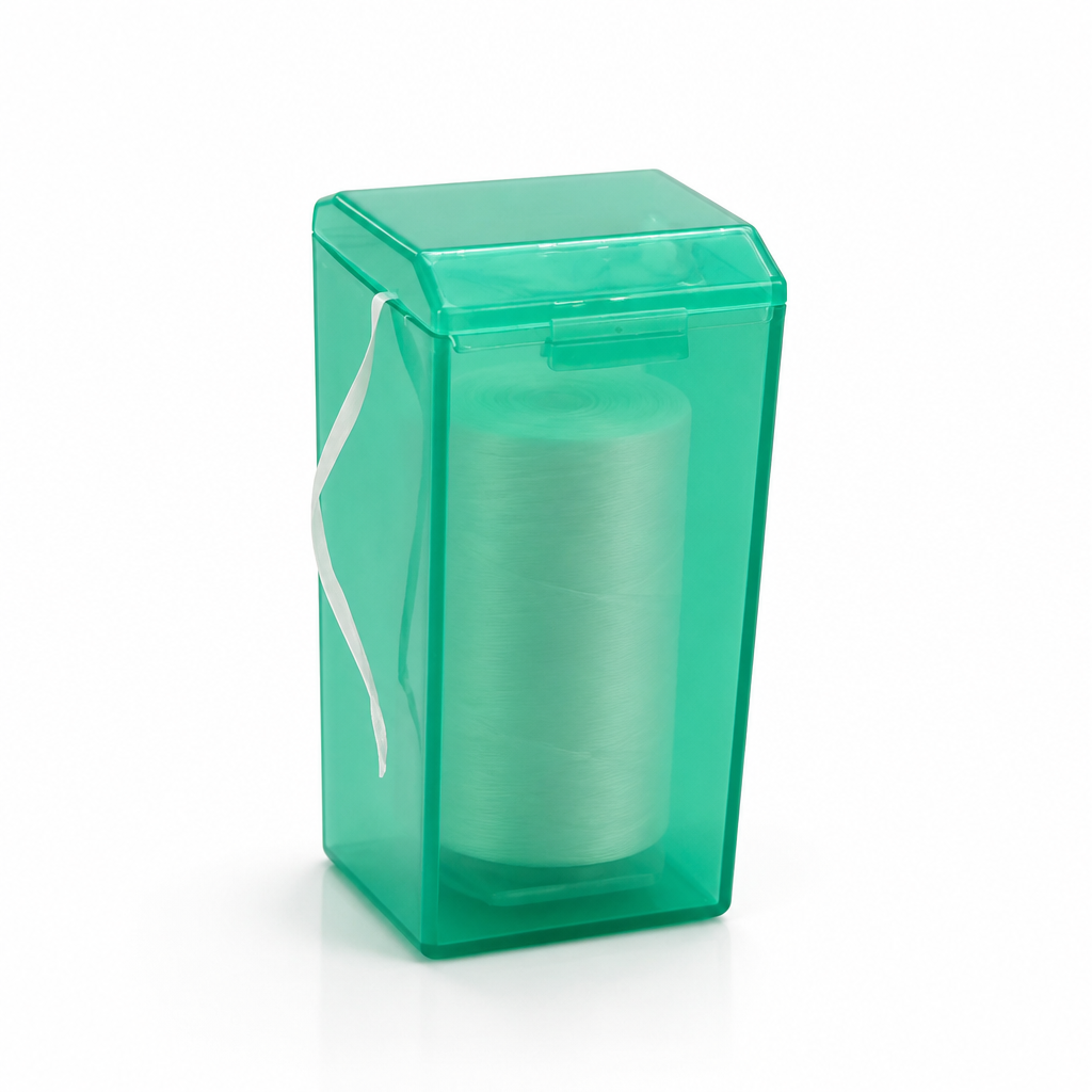 Dental Floss Box H1 - Green Translucent Flip-Top Dispenser