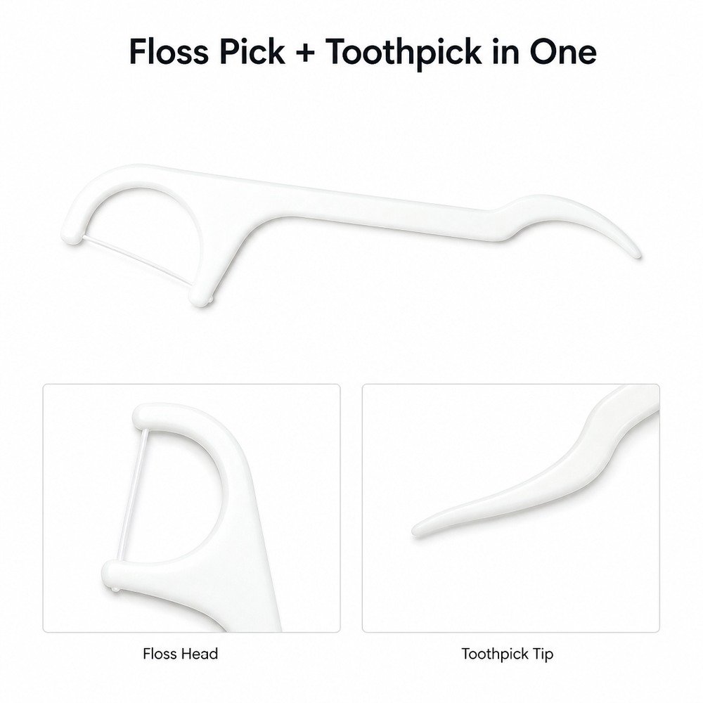 Adult Dental Floss Pick A1 - Classic Curved Handle - design concept
