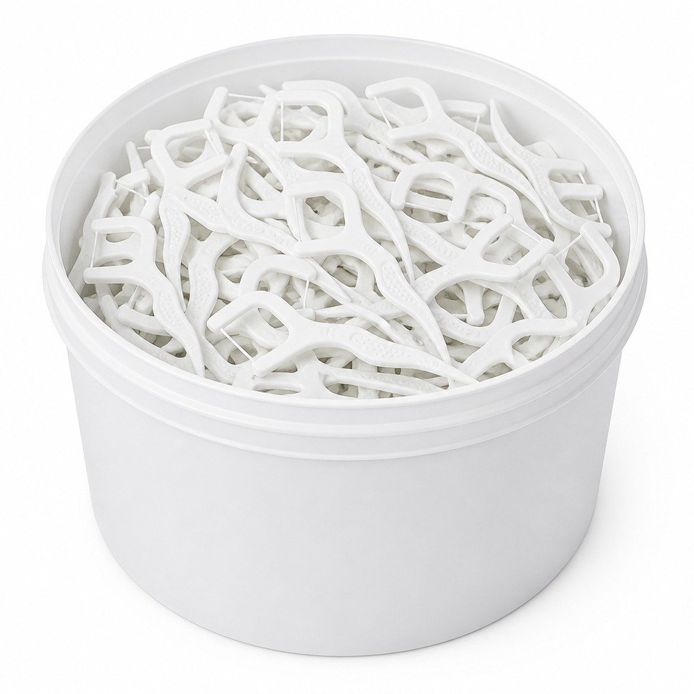 Adult Dental Floss Pick A7 - Wave Grip Handle - bulk tub packaging