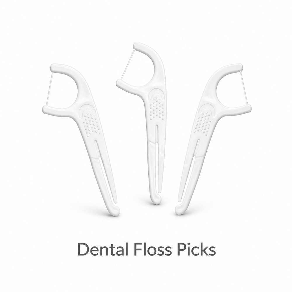 Adult Dental Floss Pick A16 - Ribbed Curve Handle - product family and colour options