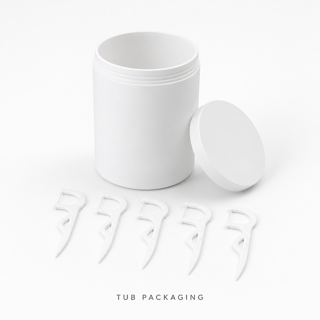 Adult Dental Floss Pick A12 - Textured Panel Handle - bulk tub packaging