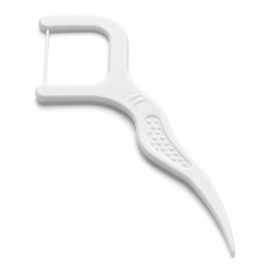 Adult Dental Floss Pick A7 - Wave Grip Handle - close-up detail