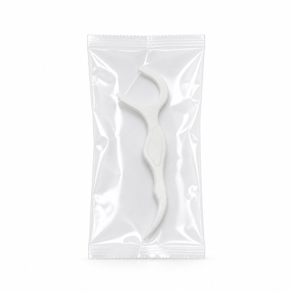 Adult Dental Floss Pick A13 - Slim Wave Handle - bag and case packaging