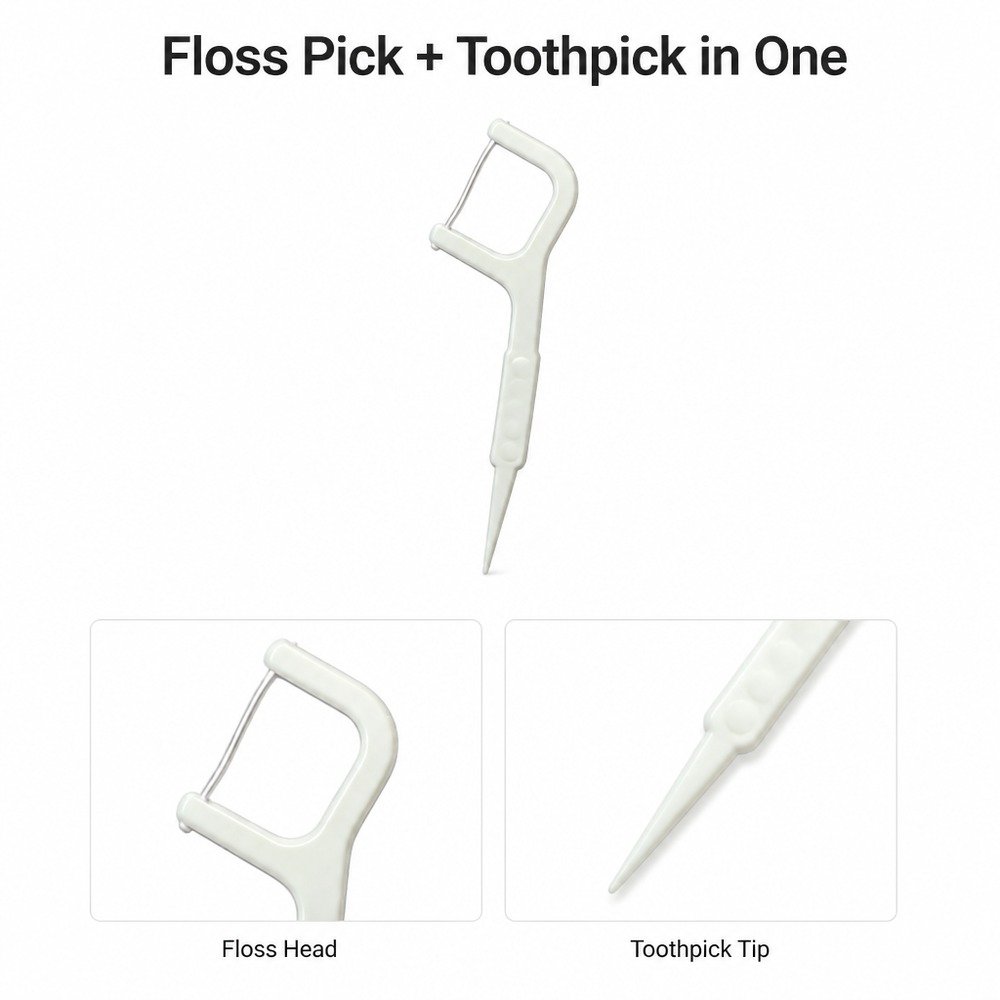 Adult Dental Floss Pick A3 - Slim Straight Handle - design concept