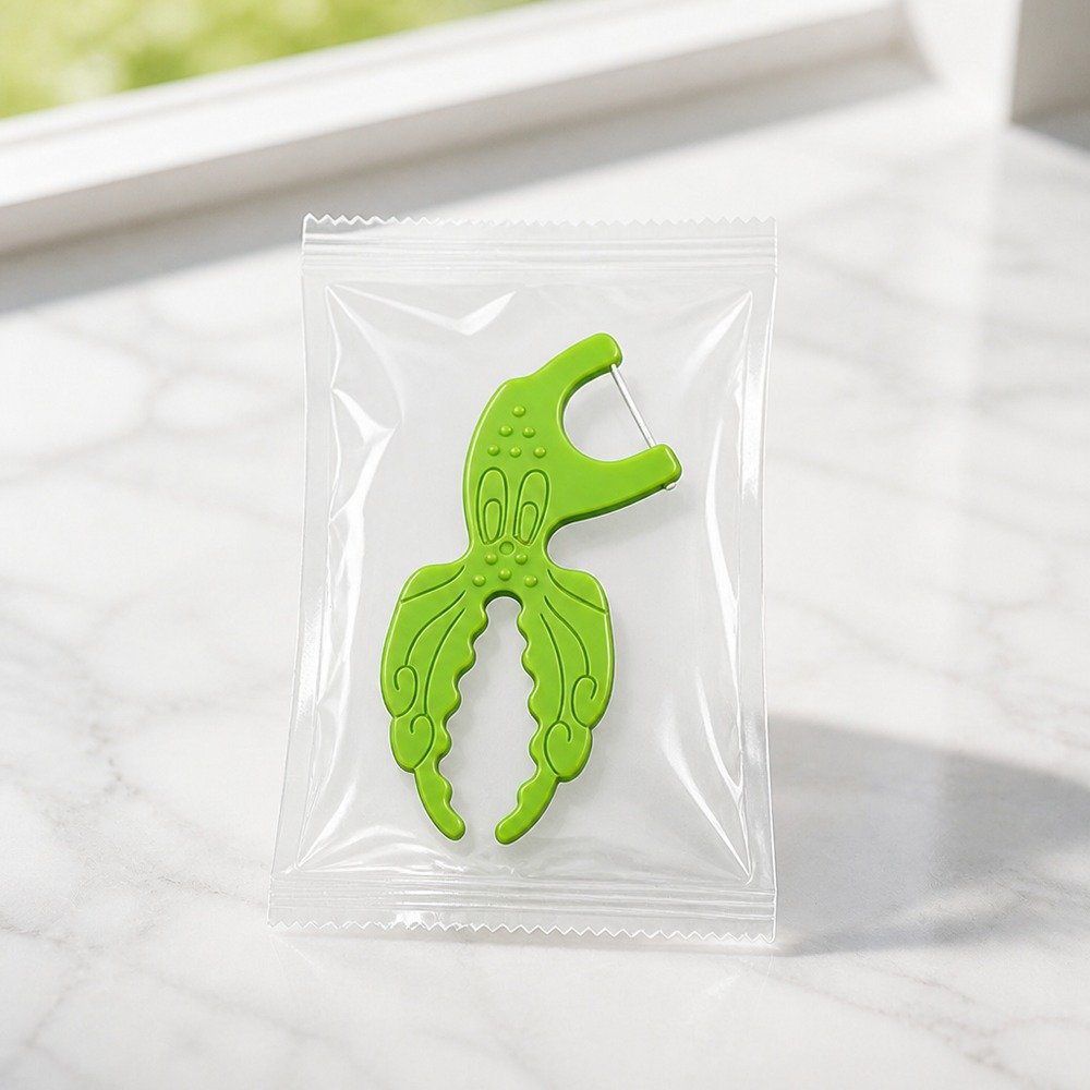 Kids Dental Floss Pick K1 - Crocodile Character - single pack packaging