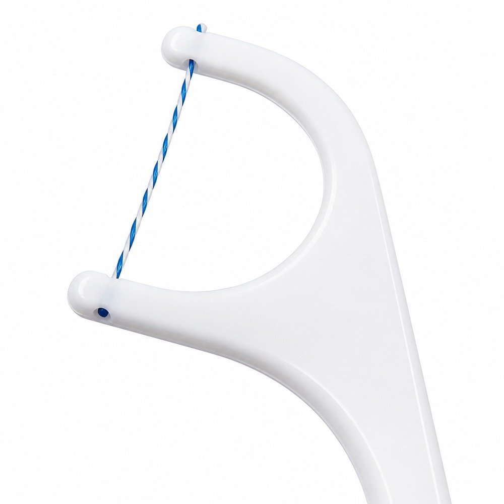 Adult Dental Floss Pick A11 - Fine Line Handle - close-up detail