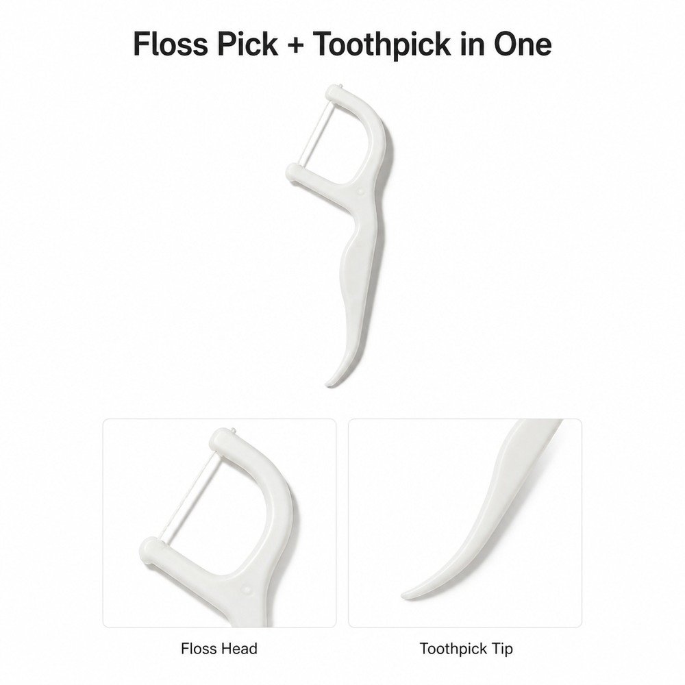 Adult Dental Floss Pick A5 - Deep Curve Handle - design concept