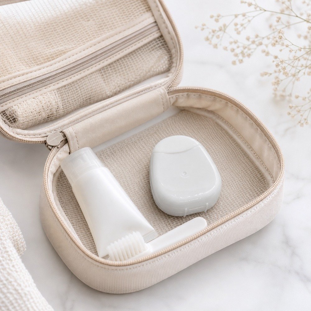 Dental Floss Box H3 - Compact Oval Flip-Top Dispenser - travel and on-the-go use