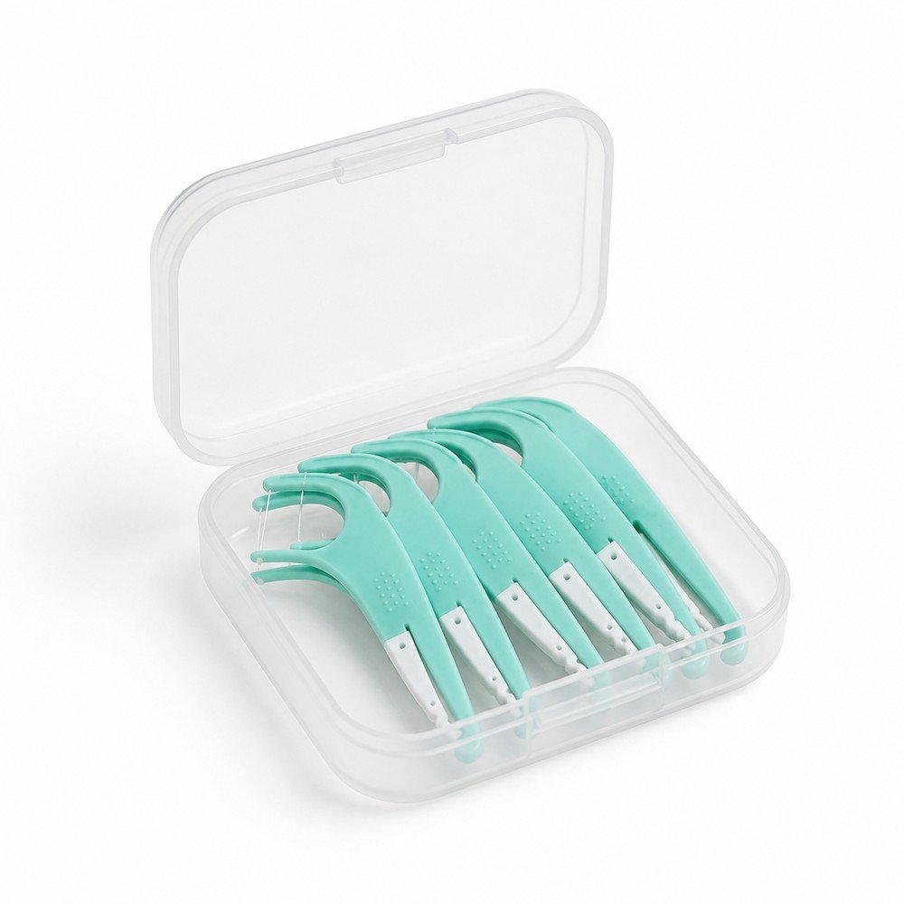 Adult Dental Floss Pick A15 - Mint Green Slim Handle - travel and on-the-go use