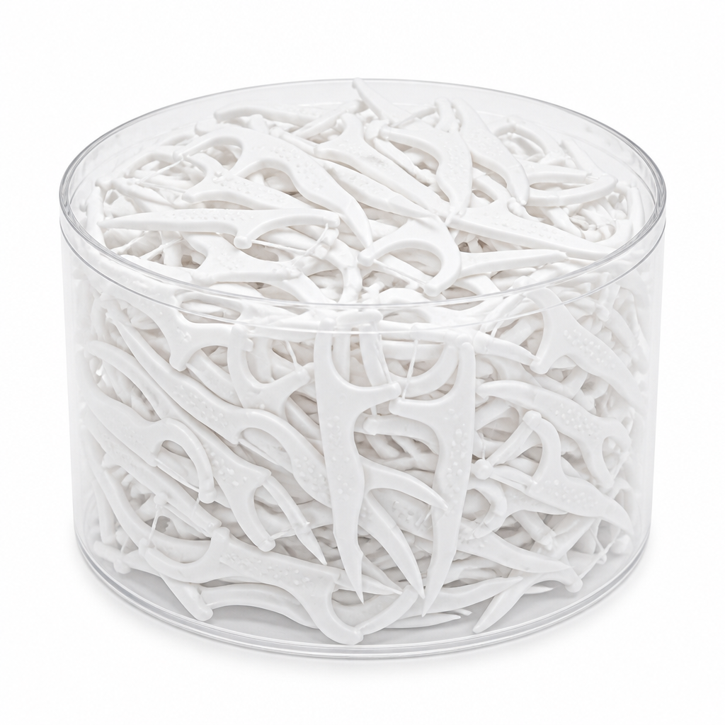 Adult Dental Floss Pick A9 - Angled Head Handle - bulk tub packaging