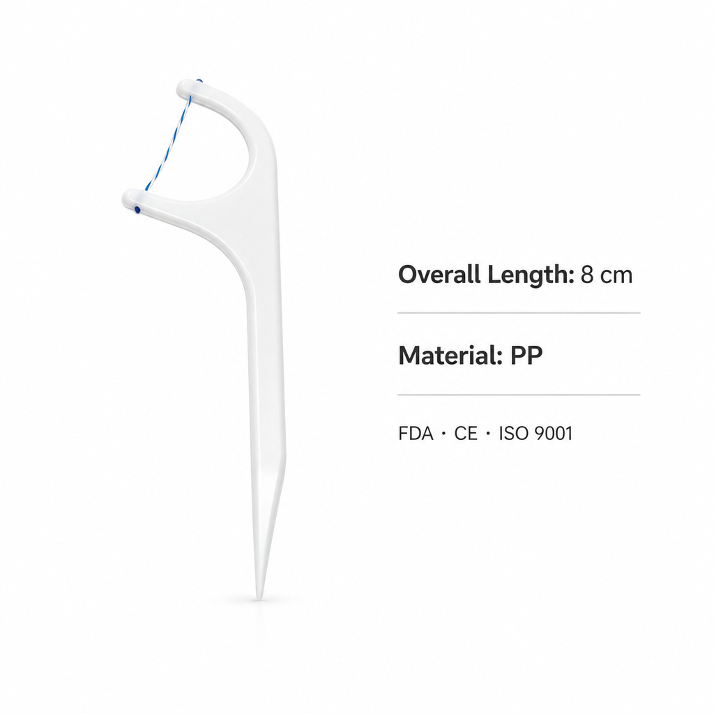 Adult Dental Floss Pick A11 - Fine Line Handle - specifications and dimensions