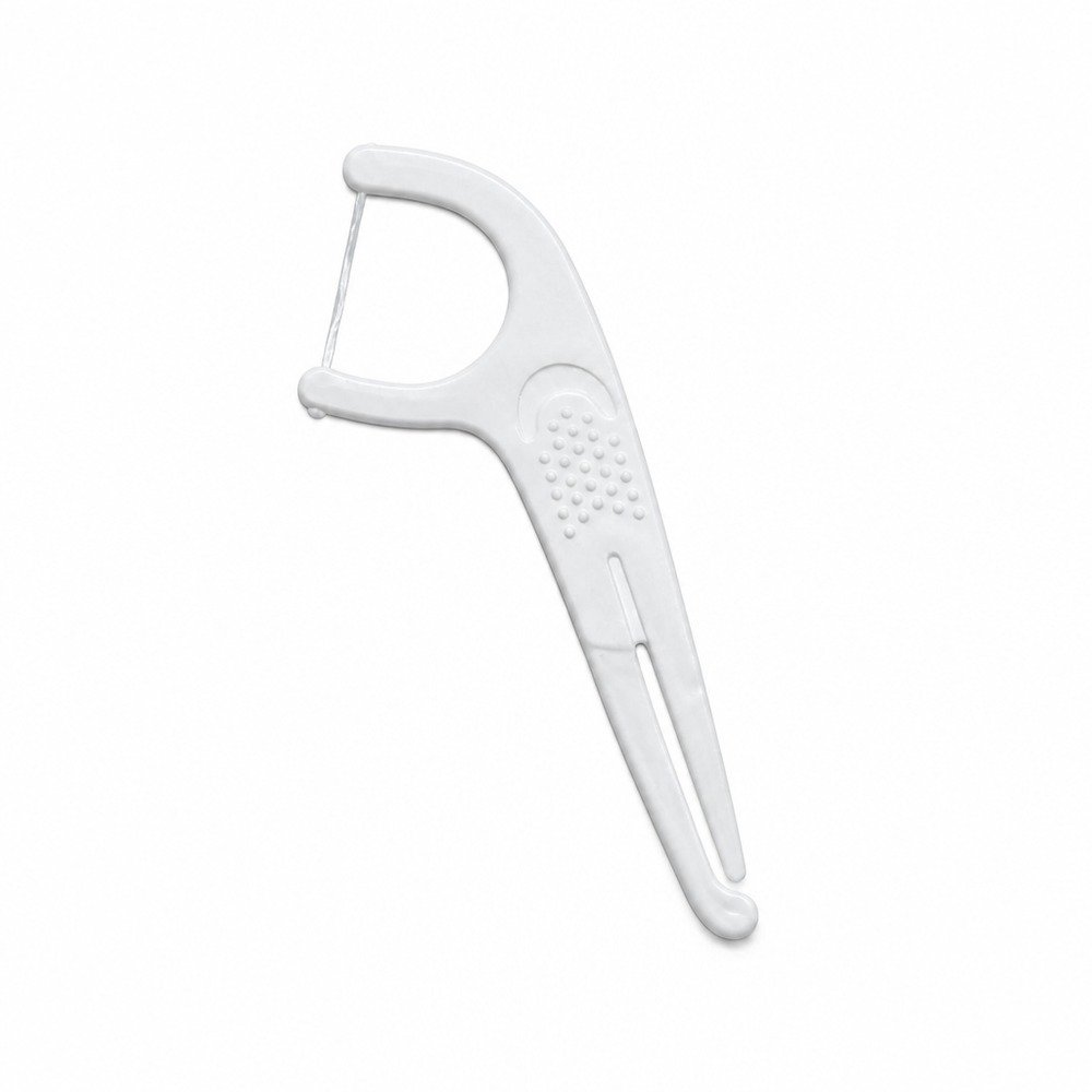 Adult Dental Floss Pick A16 - Ribbed Curve Handle