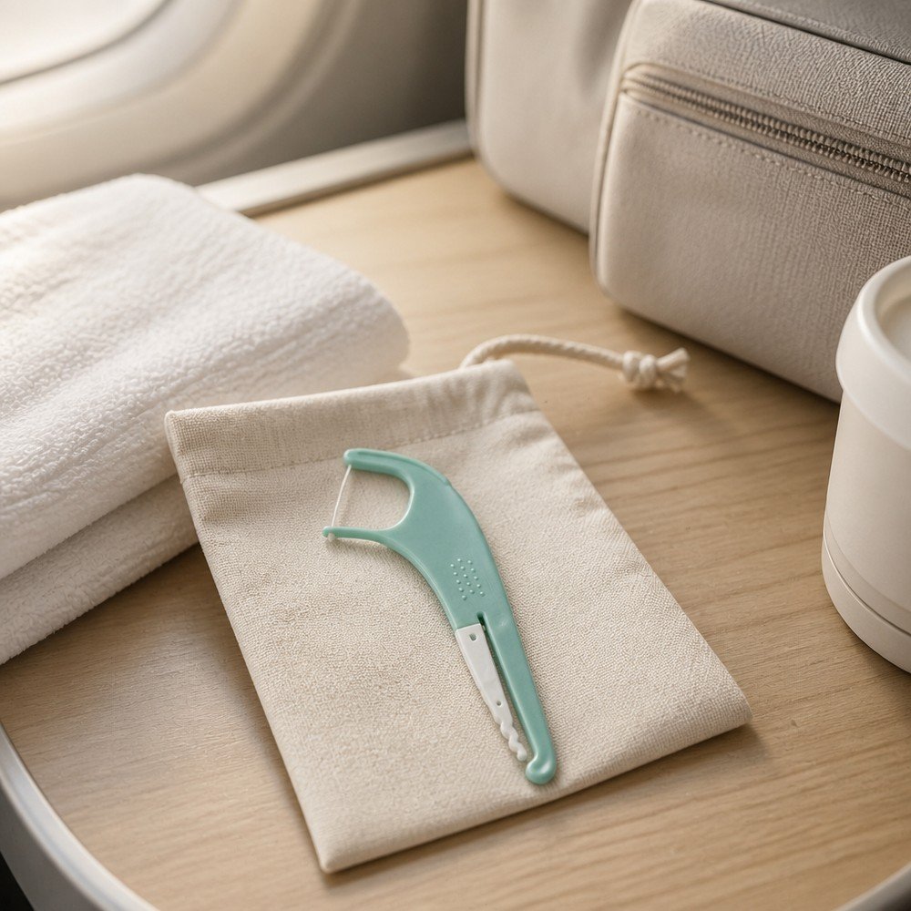 Adult Dental Floss Pick A15 - Mint Green Slim Handle - travel and on-the-go use