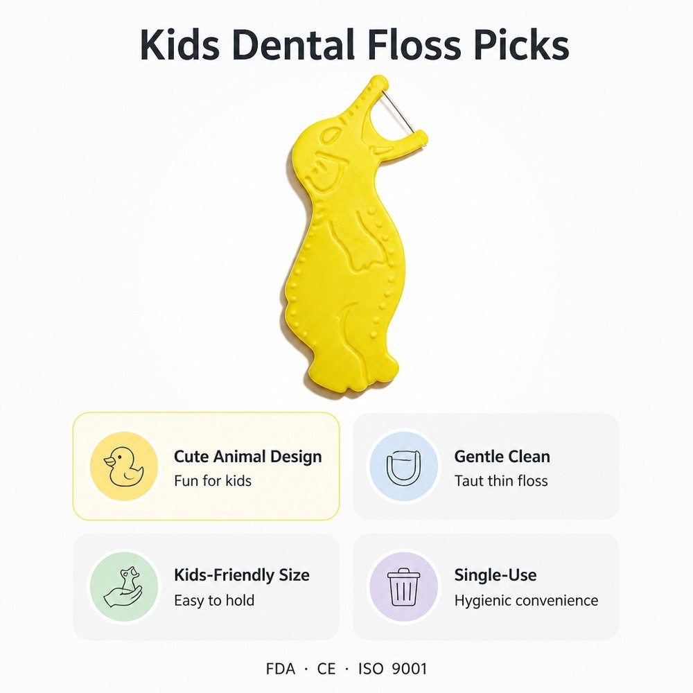 Kids Dental Floss Pick K3 - Cat Character - key product features
