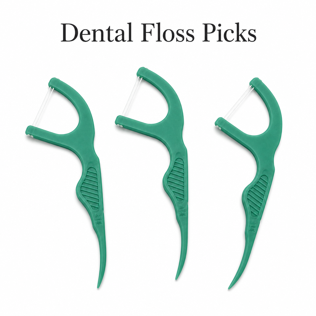 Adult Dental Floss Pick A14 - Green Anti-Slip Grip Handle - product family and colour options