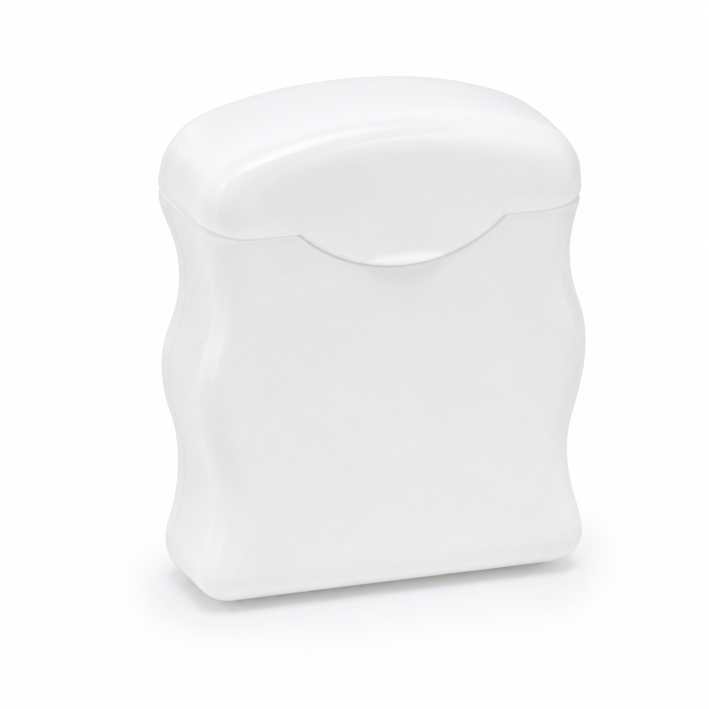 Dental Floss Box H2 - White Flip-Top Dispenser