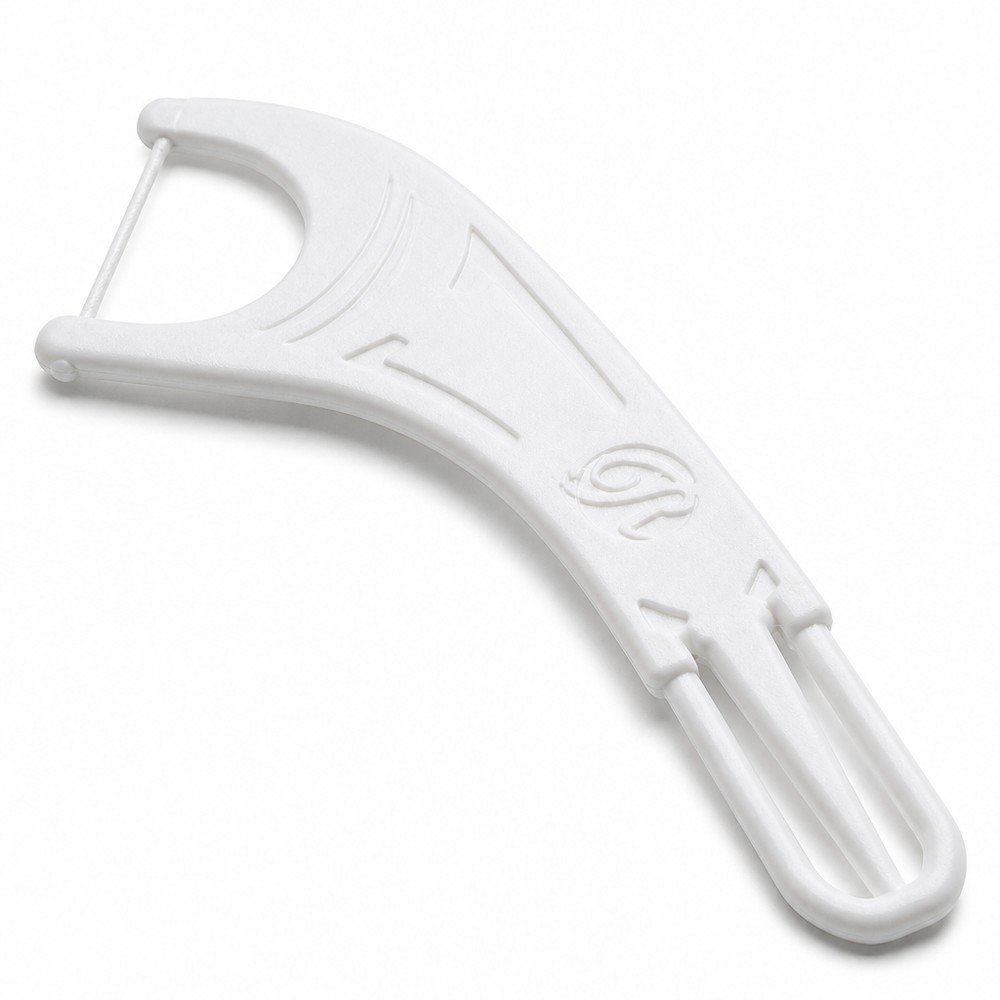 Adult Dental Floss Pick A19 - Slotted Wide Handle - close-up detail