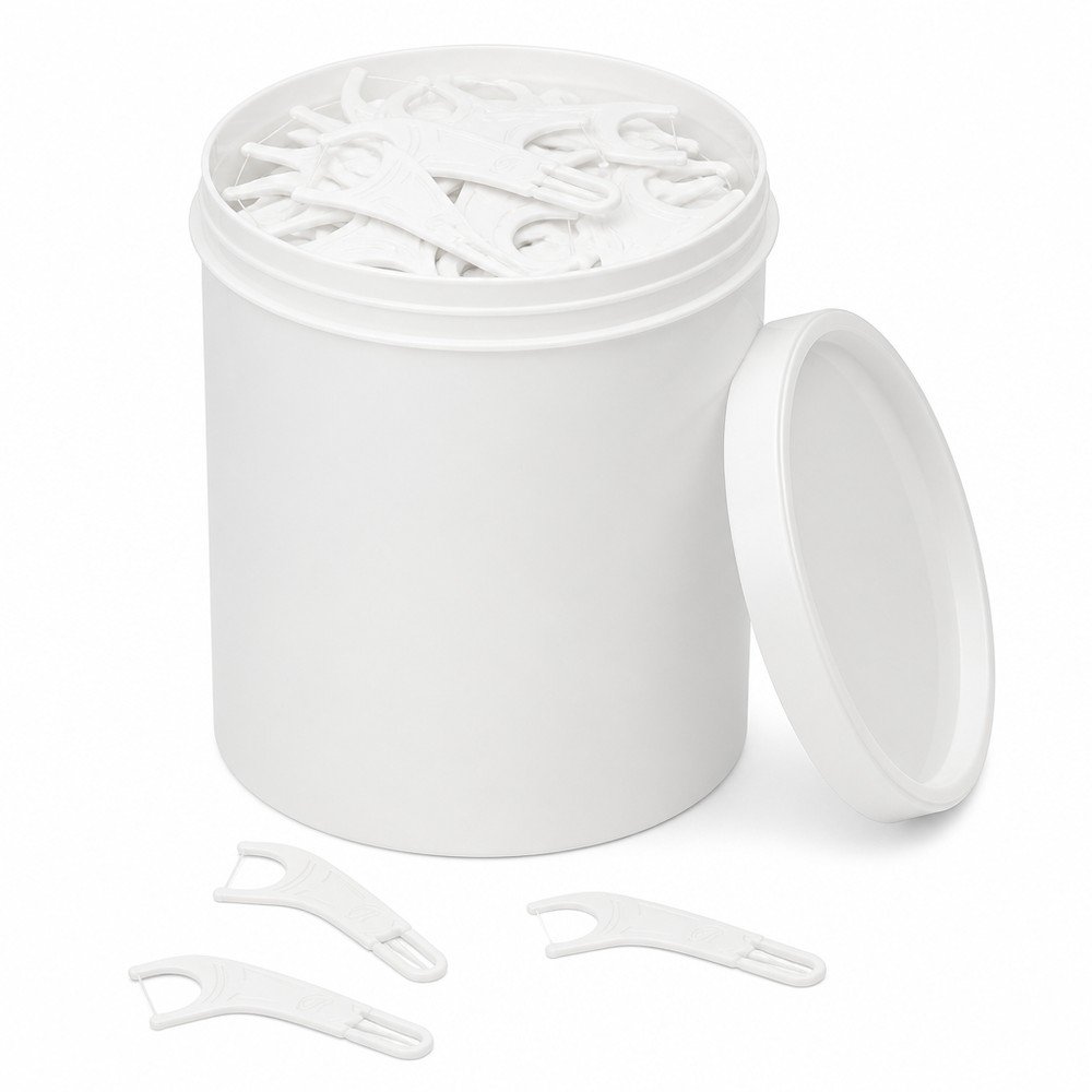 Adult Dental Floss Pick A19 - Slotted Wide Handle - bulk tub packaging
