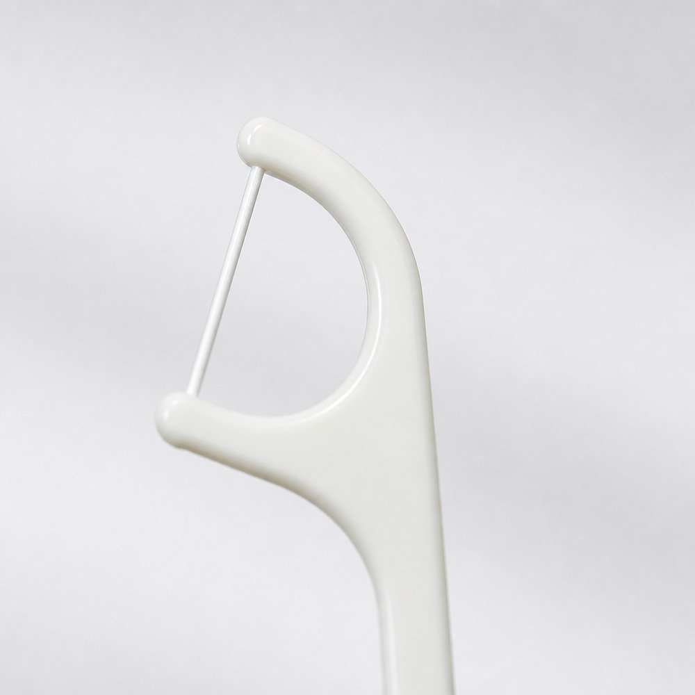 Adult Dental Floss Pick A4 - Wide Flat Handle - close-up detail