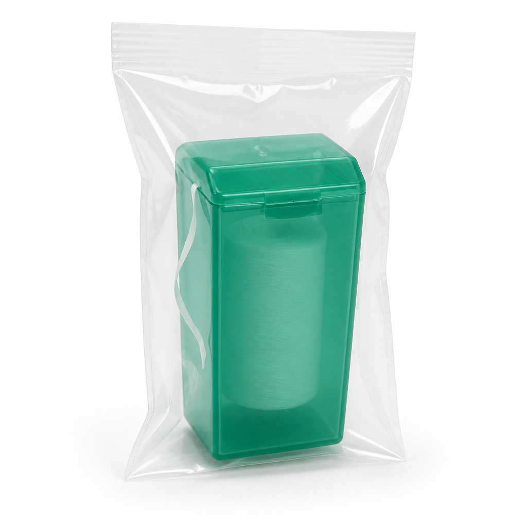 Dental Floss Box H1 - Green Translucent Flip-Top Dispenser - single unit