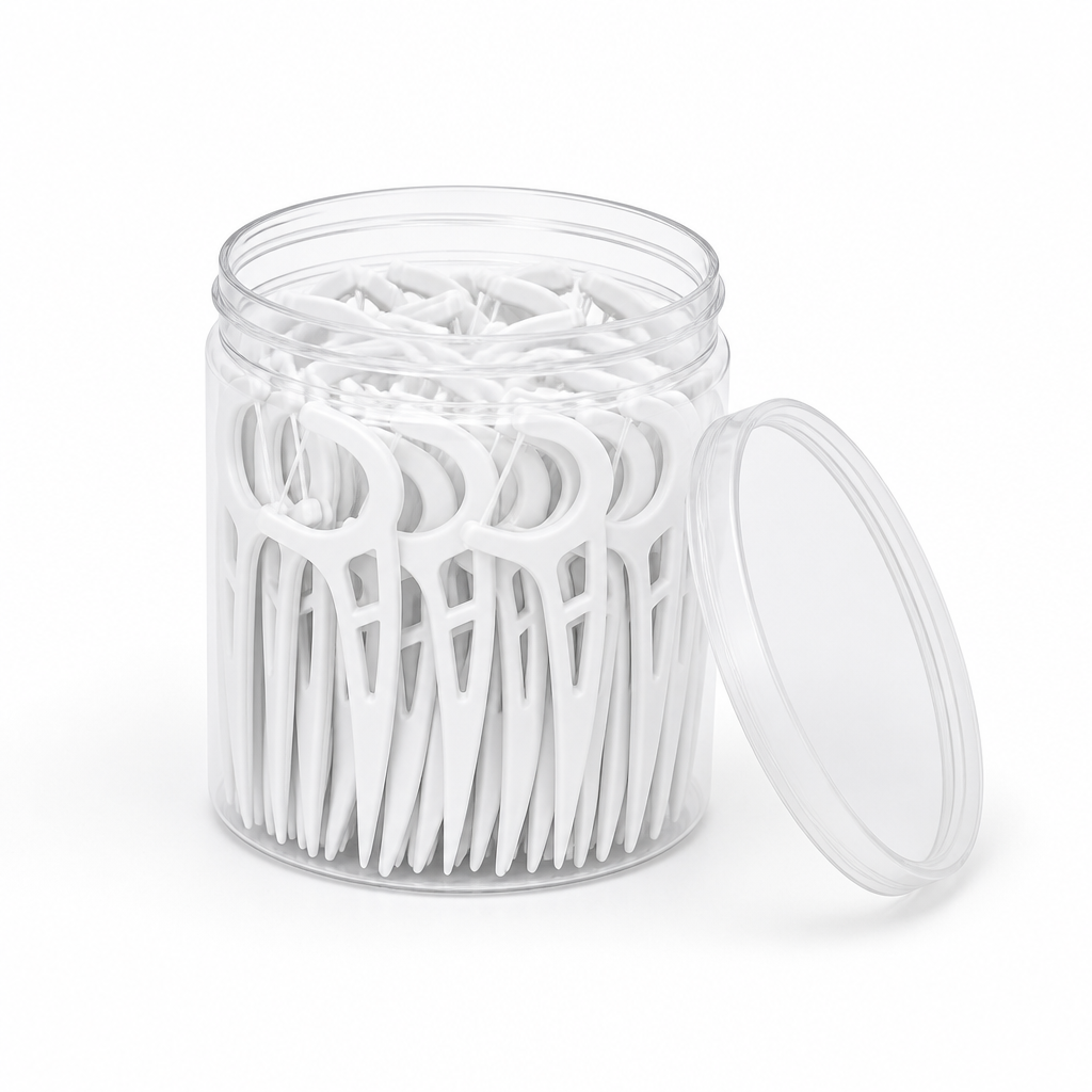 Adult Dental Floss Pick A10 - Cut-Out Wide Handle - bulk tub packaging