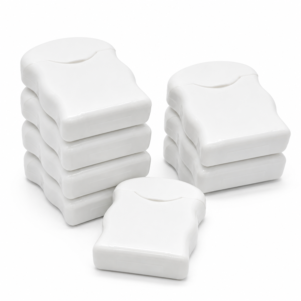 Dental Floss Box H2 - White Flip-Top Dispenser - bulk packaging