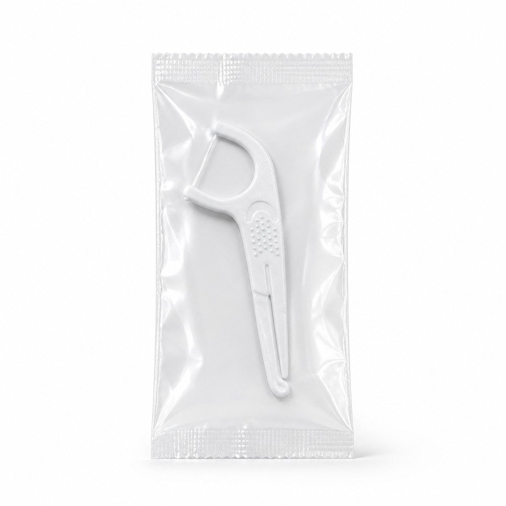 Adult Dental Floss Pick A16 - Ribbed Curve Handle - packaging