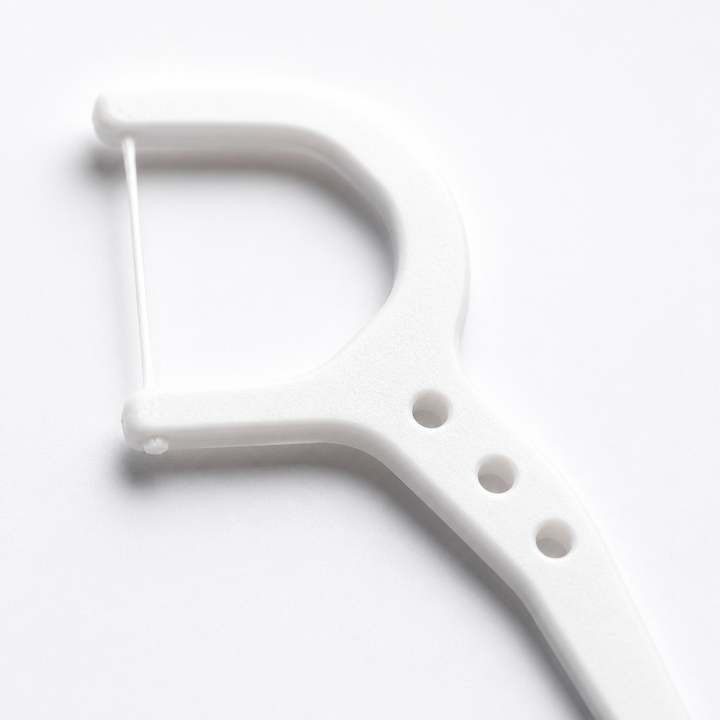Adult Dental Floss Pick A6 - Sleek Long Handle - close-up detail