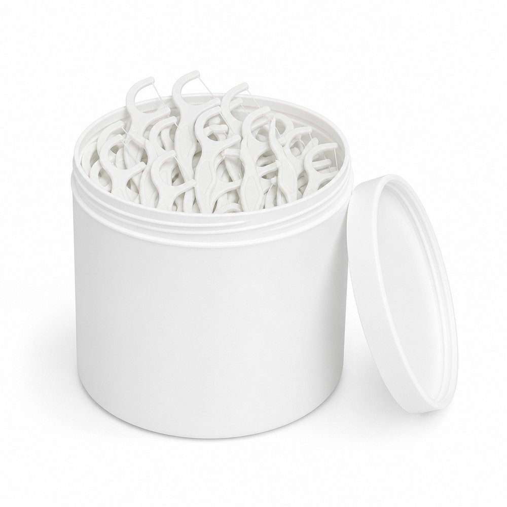 Adult Dental Floss Pick A13 - Slim Wave Handle - bulk tub packaging