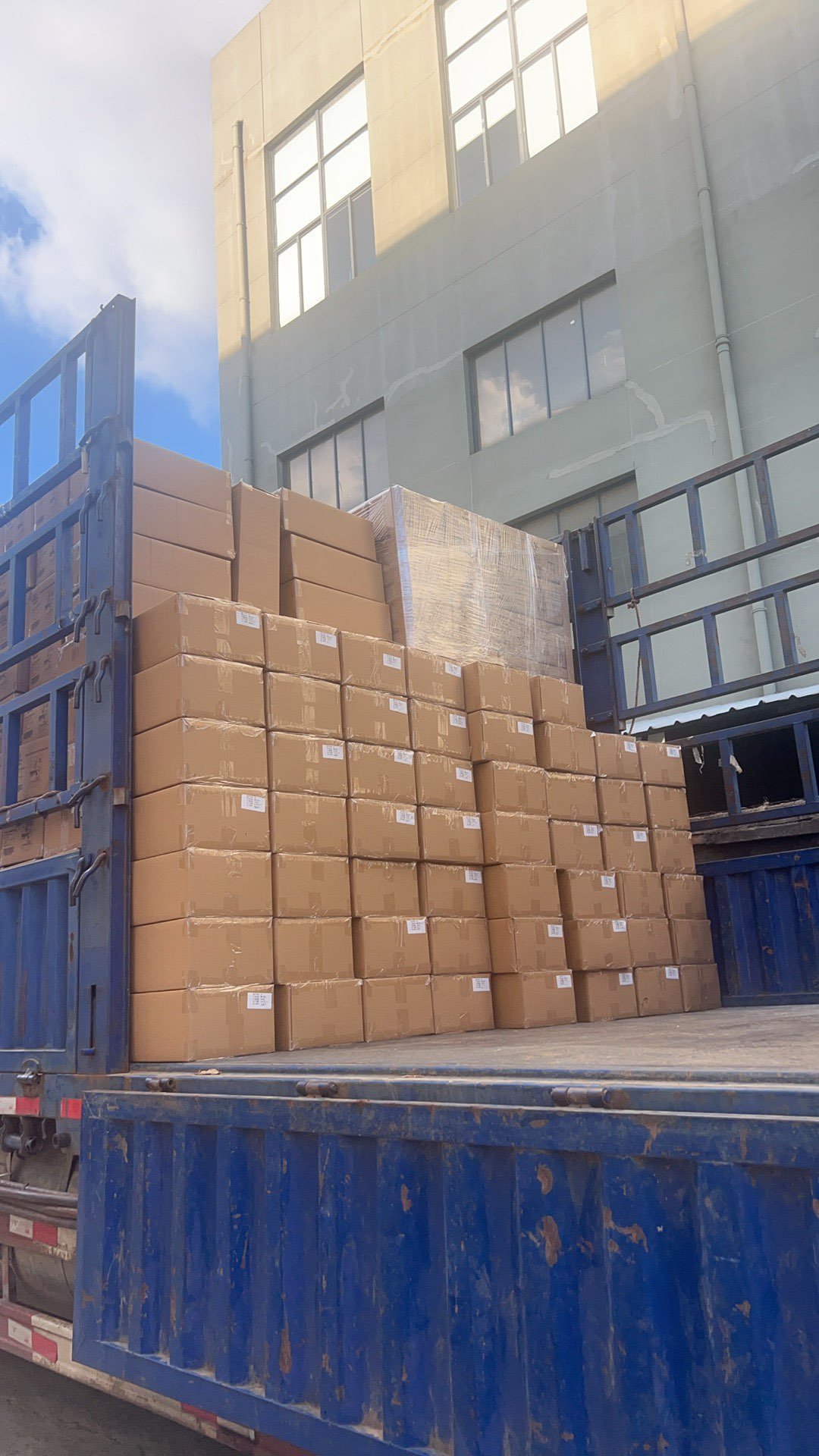 Packed dental floss cartons ready for export shipment