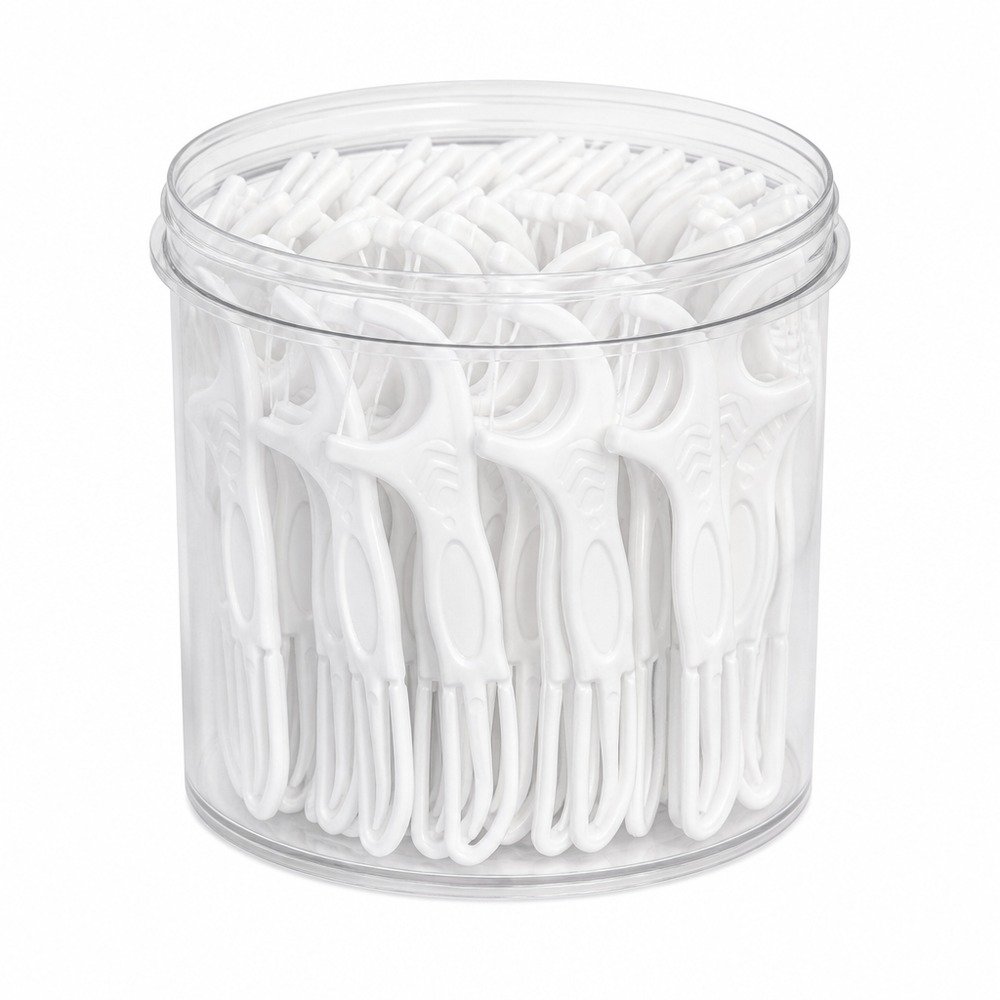 Adult Dental Floss Pick A18 - Rounded Comfort Handle - bulk tub packaging