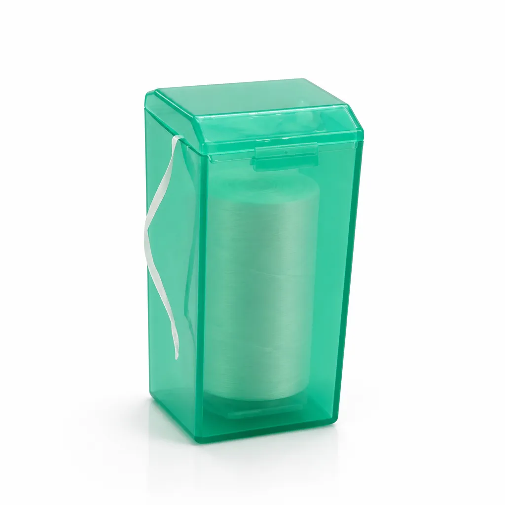 Dental Floss Box H1 - Green Translucent Flip-Top Dispenser