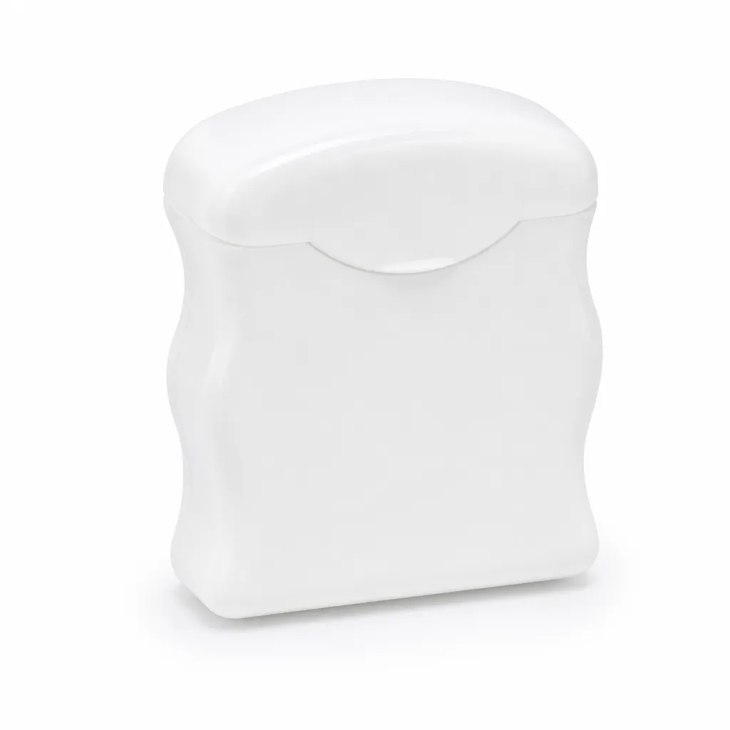 Dental Floss Box H2 - White Flip-Top Dispenser