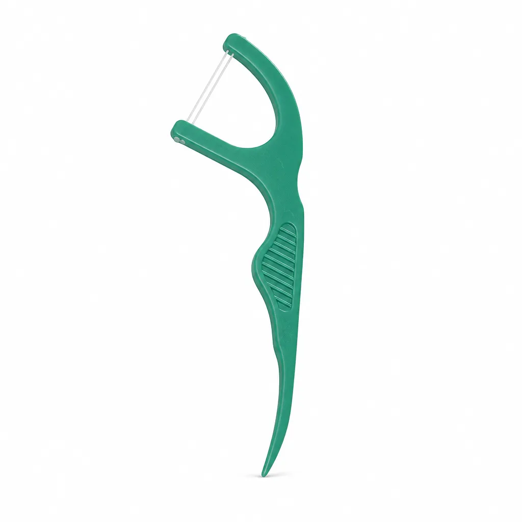 Adult Dental Floss Pick A14 - Green Anti-Slip Grip Handle